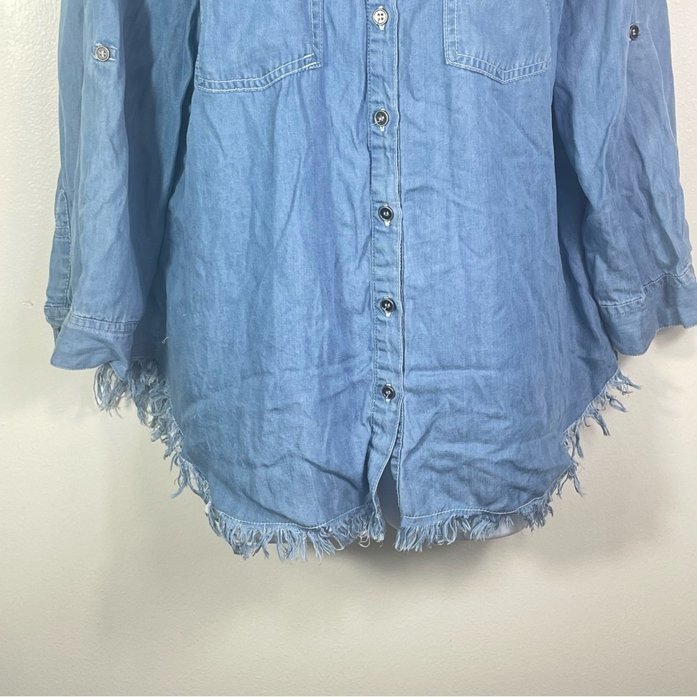 Bohemian Chambray Denim Distressed Top - Picture 3 of 5
